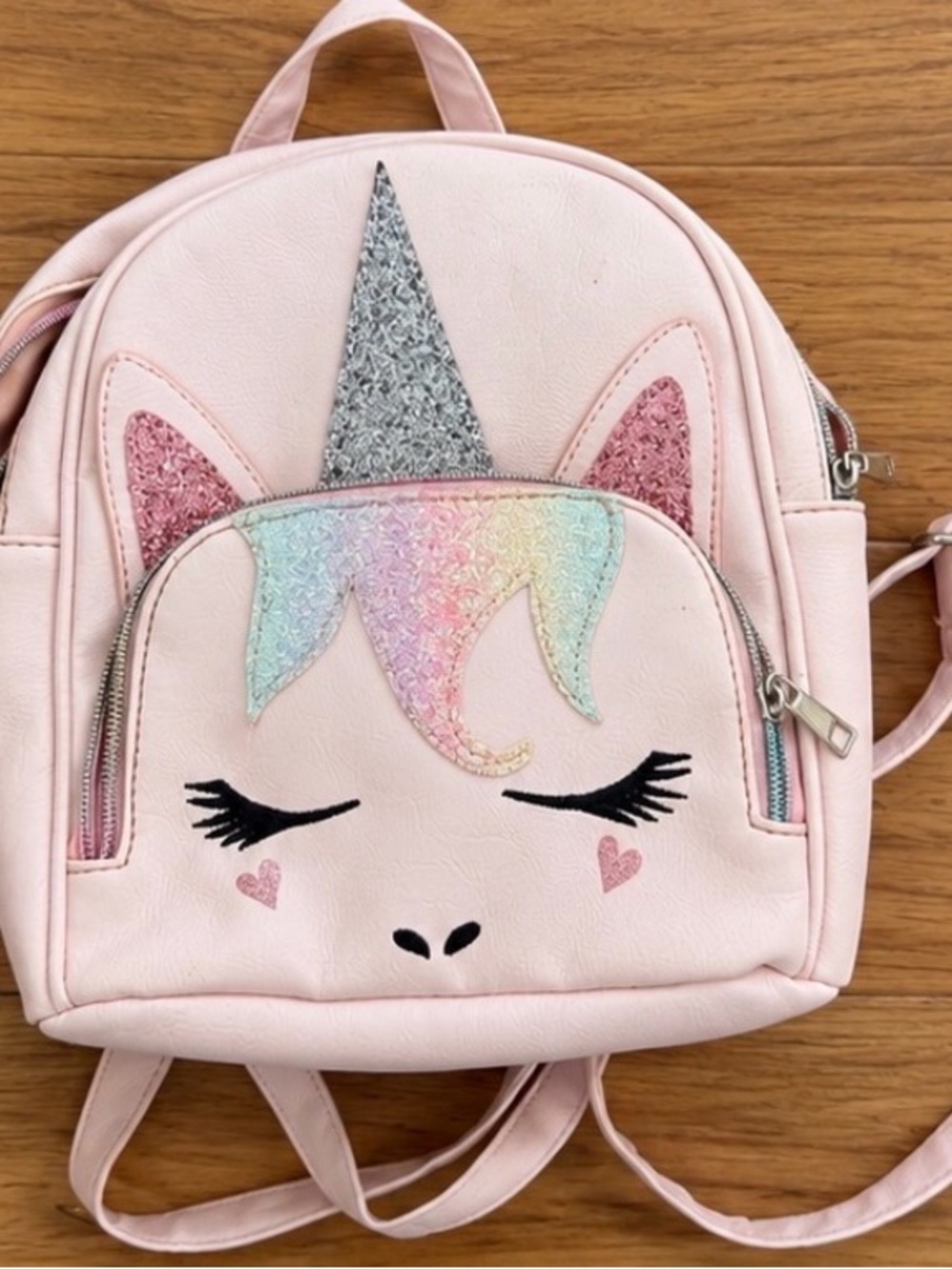 Kids Pink Unicorn Mini Backpack with Glitter Horn